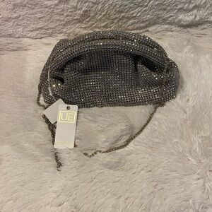 Urban Expressions Bejeweled Glittering Silver Gemstone Evening Crossbody Bag